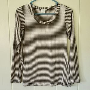 Oxmo Womens Mocha Light Brown Stripe Long Sleeve M